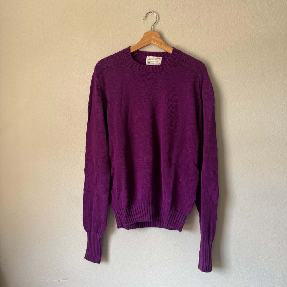 Vintage Lord Jeff Purple Cotton Sweater Made in USA Medium